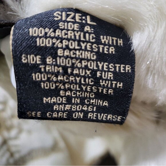 Guide Gear Faux Fur Plush Nuetral Tan White Sz L Hooded Coat - Picture 12 of 14